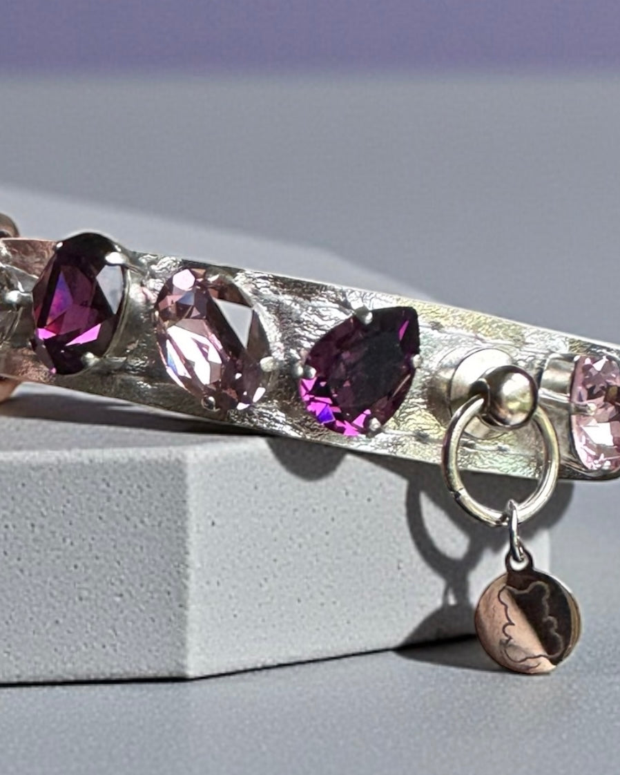 Collier pour petit chien argenté orné de cristaux