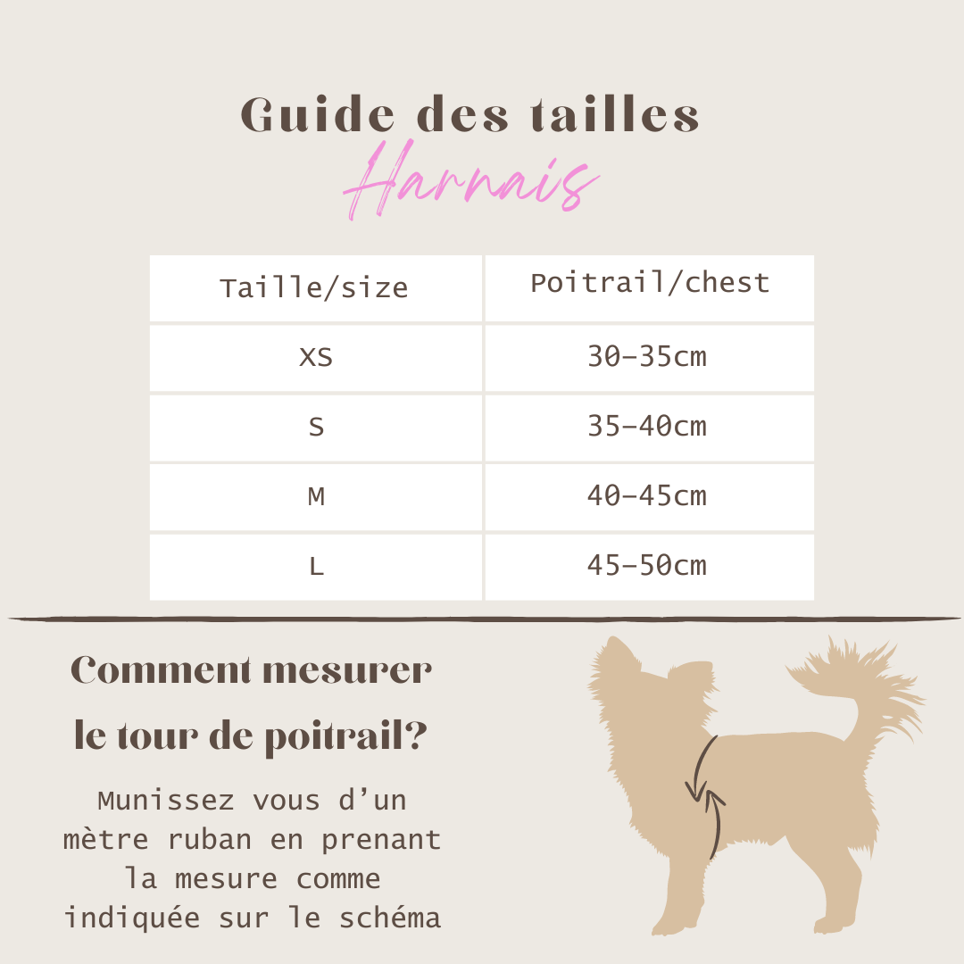 Harnais pour petit chien en velours et fourrure beige