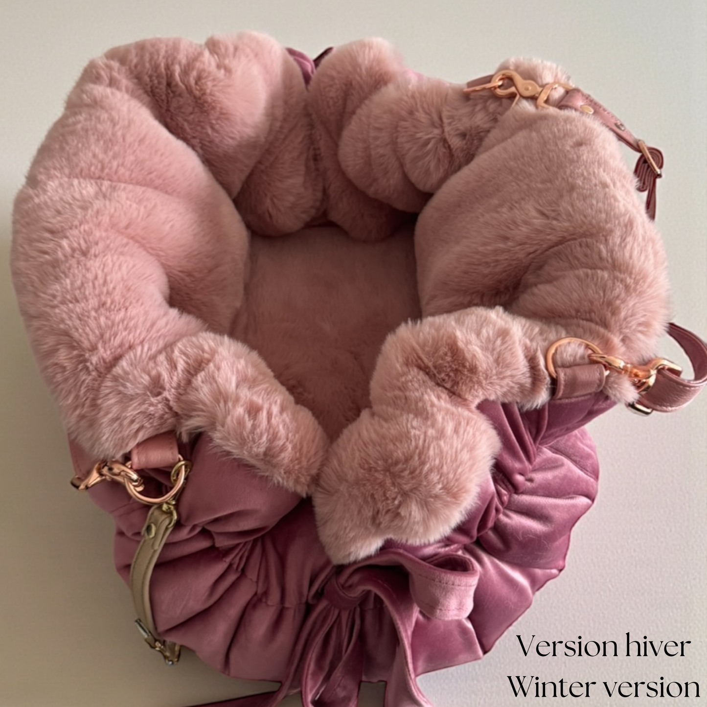 Sac de transport pour chien Stella en velours rose