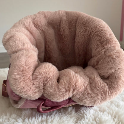 Sac de transport pour chien ventral en velours rose
