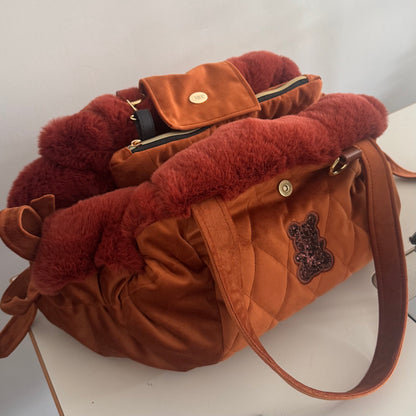 Edition limitée - Sac de transport pour chien Stella en velours terracotta