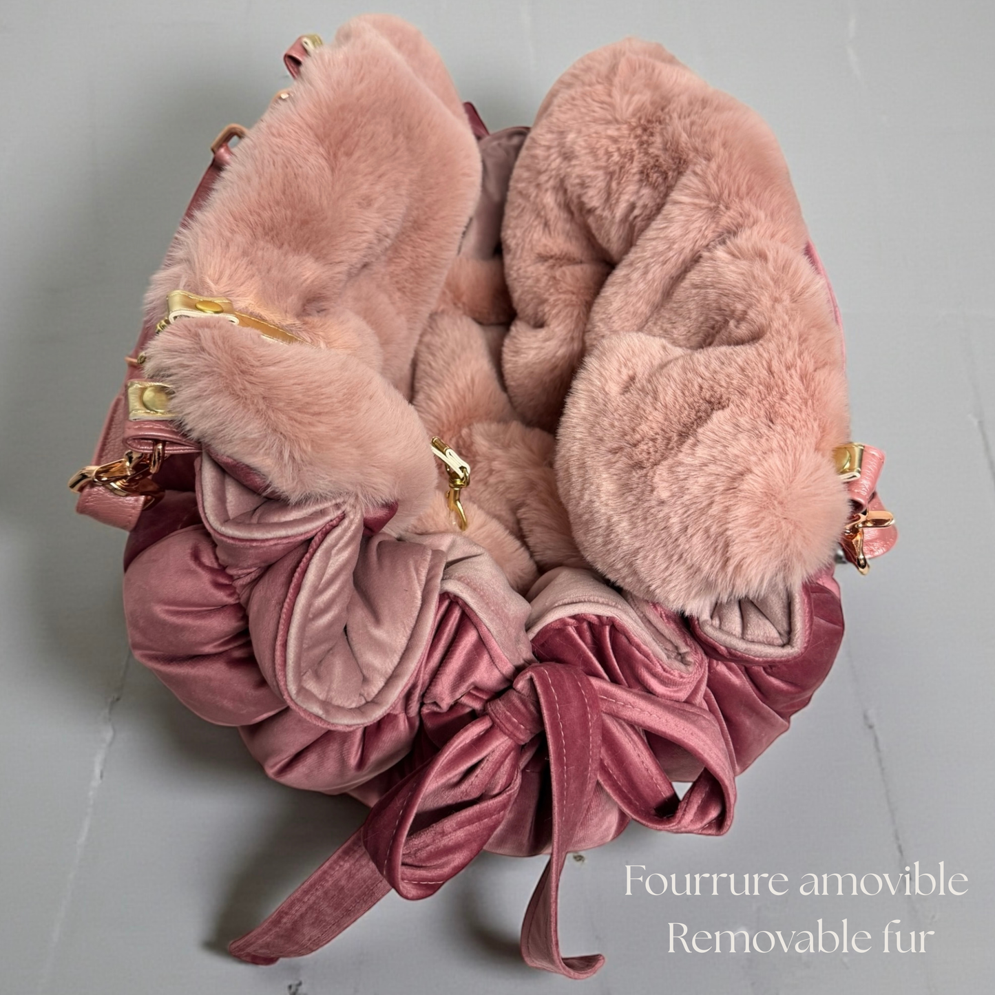 Sac de transport pour chien Stella en velours rose