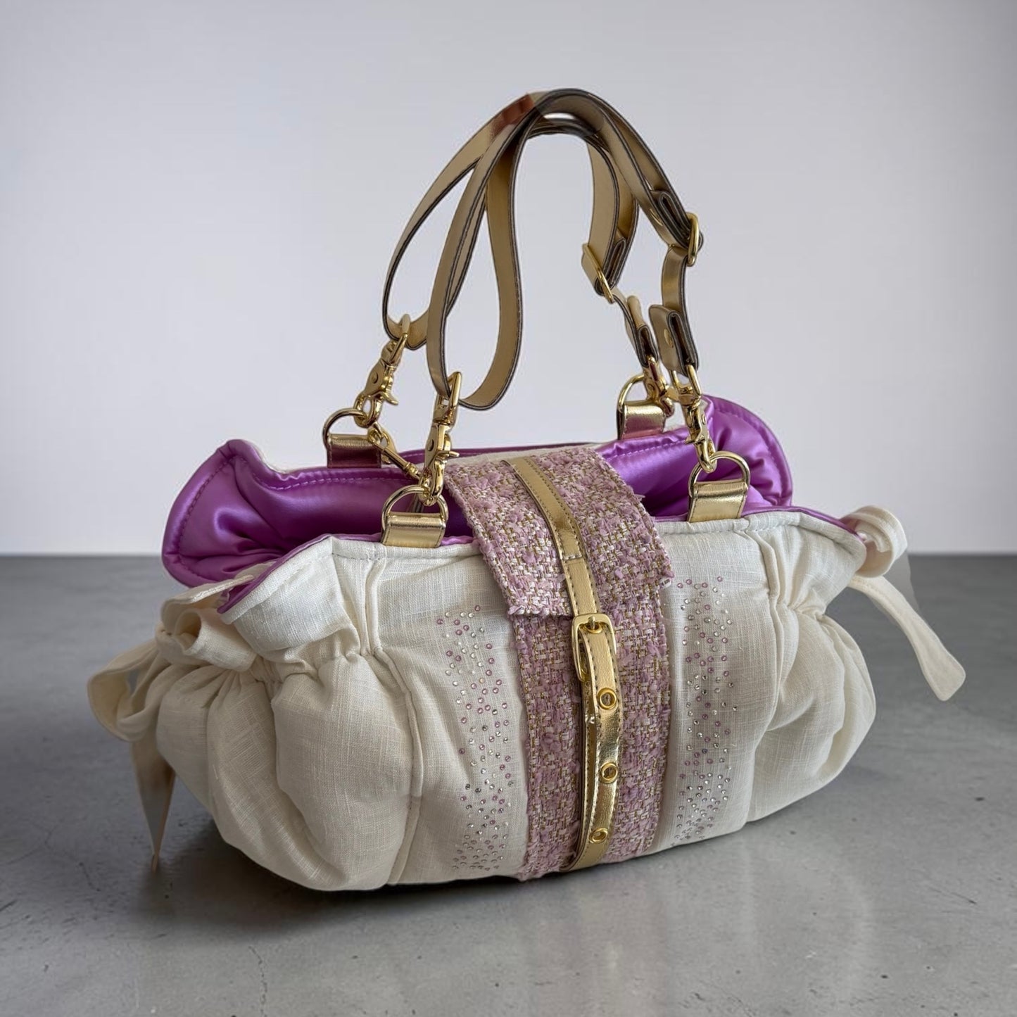 Sac de transport pour chien Stella été en lin et tweed