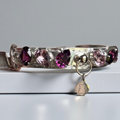 Collier pour petit chien argenté orné de cristaux