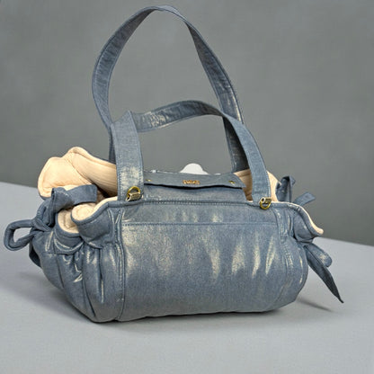 Stella dog carrier bag in quilted beige velvet