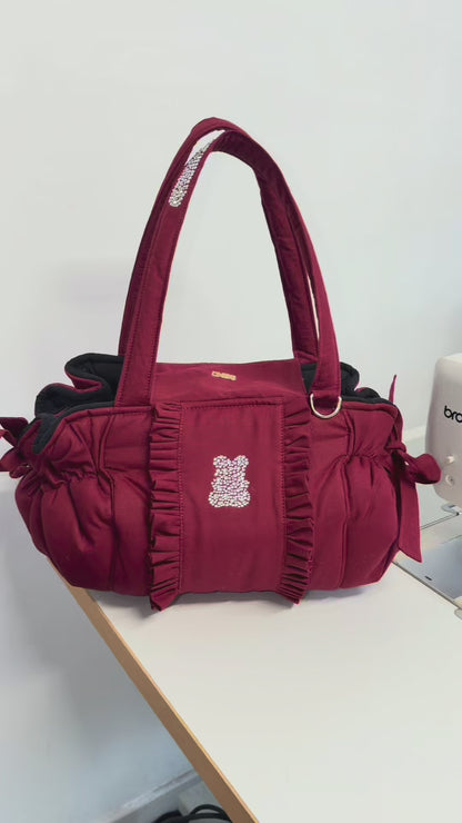 Sac de transport pour chien Stella été en coton bordeaux