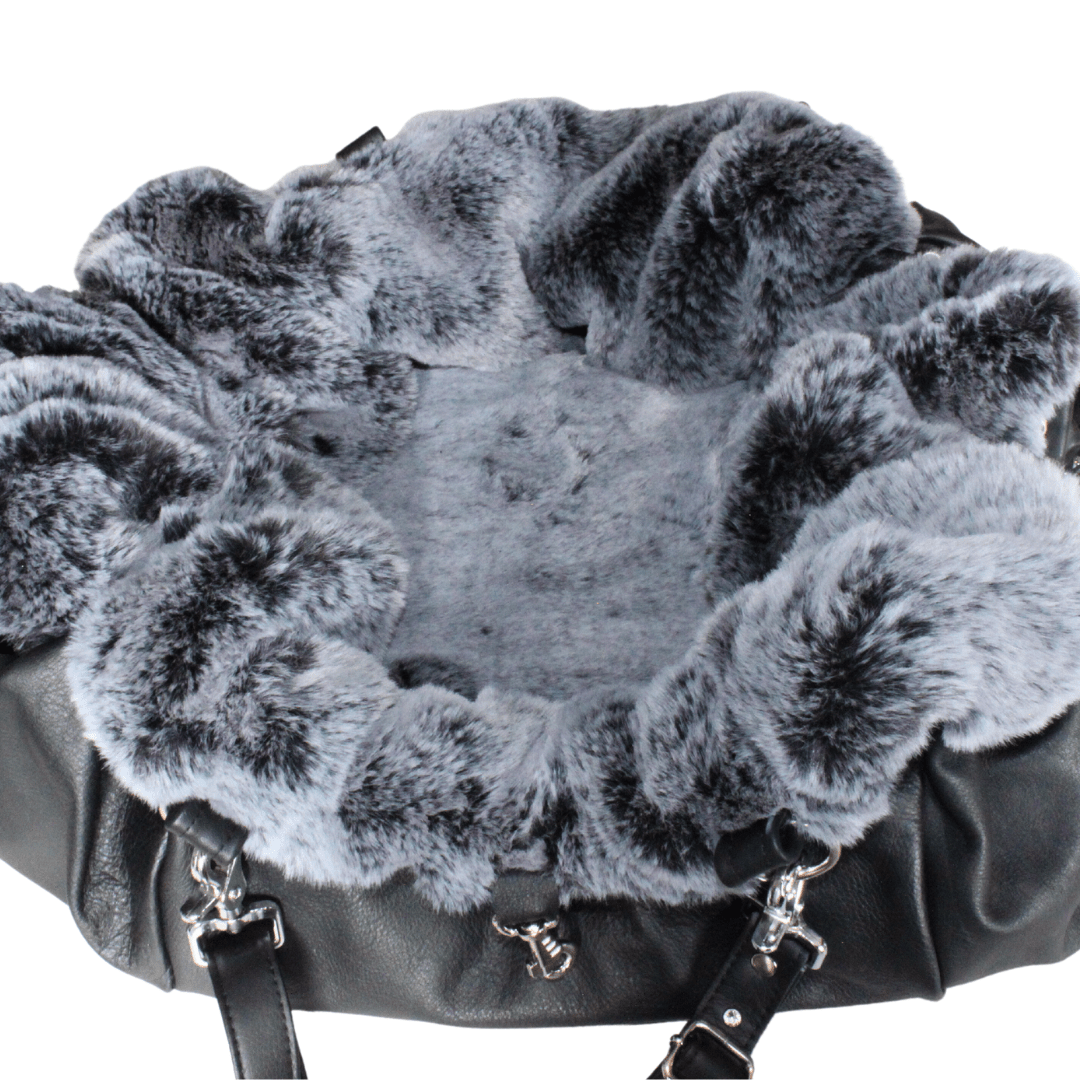 Sac de transport pour chien Stella en cuir noir - melissafendrichcreations