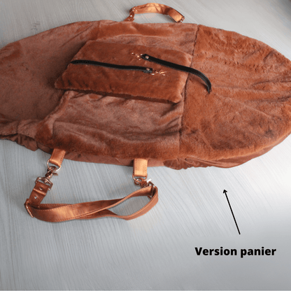 Sac de transport pour chien Stella en velours chocolat matelassé - melissafendrichcreations